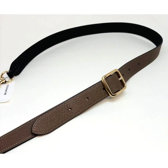 Coach CZ785 Reversible Replacement Adjustable Strap Black Gold Stone Leather NWT - Picture 8 of 12